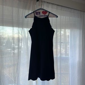 Navy Scallop Trim Dress